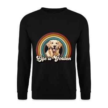 Golden Retriever Labrador Dog Life is Golden - Unisex Sweatshirt - black - Front - Alina (178cm) & Michal (187cm)