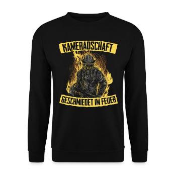 Feuerwehr Kameradschaft Feuerwehrmann - Unisex Pullover - Schwarz - Vorne - Alina (178cm) & Michal (187cm)