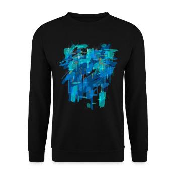 Blauer Hintergrund - Unisex Pullover - Schwarz - Vorne - Alina (178cm) & Michal (187cm)