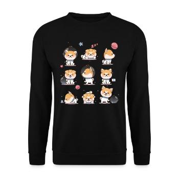 Shiba Inu - Unisex Sweatshirt - black - Front - Alina (178cm) & Michal (187cm)