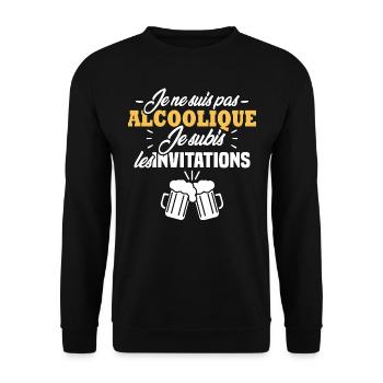 Je ne suis pas alcoolique je subis les invitations - Sweat-shirt Unisexe - noir - Devant - Alina (178cm) & Michal (187cm)