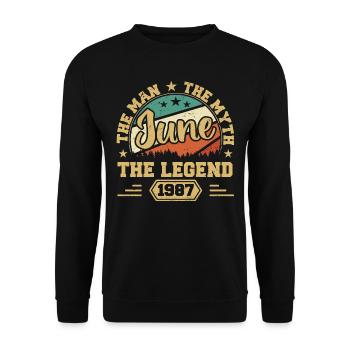 June 1987 The Man, The Myte, The legend, June 1987 - Unisex Pullover - Schwarz - Vorne - Alina (178cm) & Michal (187cm)