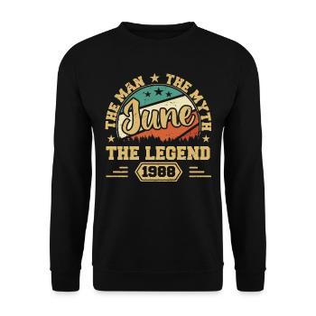 June 1988 The Man, The Myte, The legend, Juni 1988 - Unisex Pullover - Schwarz - Vorne - Alina (178cm) & Michal (187cm)