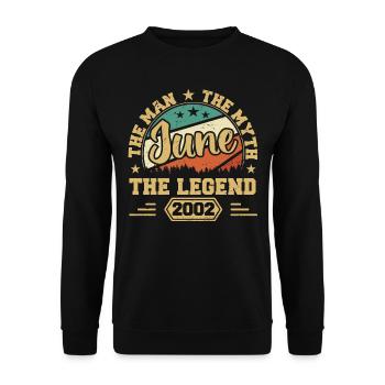June 2002 The Man, The Myte, The legend, Juni 2002 - Unisex Pullover - Schwarz - Vorne - Alina (178cm) & Michal (187cm)