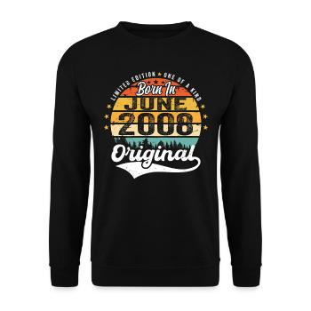 Born in June 2008 Birthday Gift June 2008 - Unisex Sweatshirt - black - Front - Alina (178cm) & Michal (187cm)