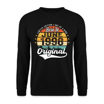 Born in June 1998 Birthday Gift June 1998 - Unisex Sweatshirt - black - Front - Alina (178cm) & Michal (187cm)
