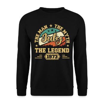 July 1973 The Man, The Myte, The legend, Juli 1973 - Unisex Pullover - Schwarz - Vorne - Alina (178cm) & Michal (187cm)
