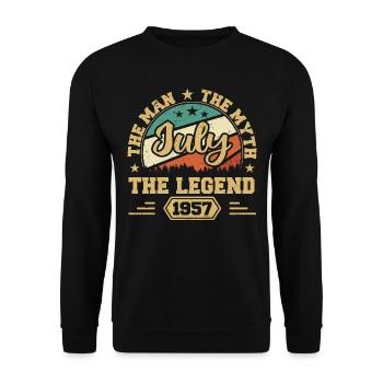 July 1957 The Man, The Myte, The legend, Juli 1957 - Unisex Pullover - Schwarz - Vorne - Alina (178cm) & Michal (187cm)
