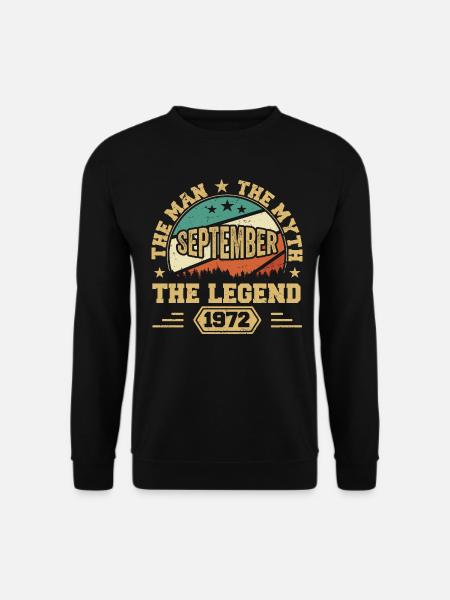 Legendär seit September 1972 Retro 1972 September - Unisex Pullover - Schwarz