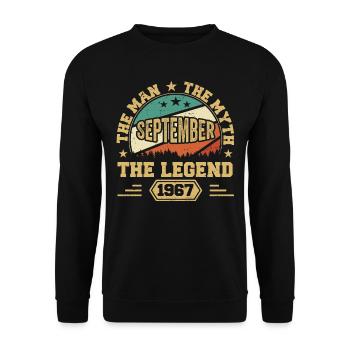 Legendary since September 1967 Retro 1967 September - Unisex Sweatshirt - black - Front - Alina (178cm) & Michal (187cm)