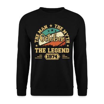 October 1974 Birthday Present 1974 October - Unisex Sweatshirt - black - Front - Alina (178cm) & Michal (187cm)