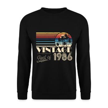 1986 Anniversaire Né En 1986 Rétro Vintage - Sweat-shirt Unisexe - noir - Devant - Alina (178cm) & Michal (187cm)