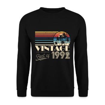 1992 Vintage anniversaire rétro Vintage cadeau - Sweat-shirt Unisexe - noir - Devant - Alina (178cm) & Michal (187cm)