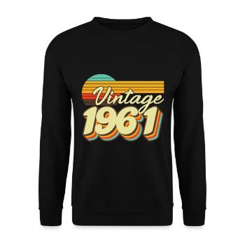 1961 Vintage Anniversaire Rétro Vintage Cadeau - Sweat-shirt Unisexe - noir - Devant - Alina (178cm) & Michal (187cm)