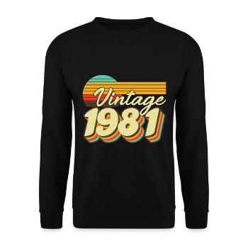 1981 Birthday Born In 1981 Retro Vintage - Unisex Sweatshirt - black - Front - Alina (178cm) & Michal (187cm)
