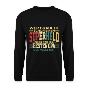 Bester Opa der Welt Großvater Herren - Unisex Pullover - Schwarz - Vorne - Alina (178cm) & Michal (187cm)