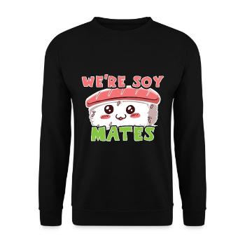 Kawaii Japanese Food Salmon Salmon Sushi Roll - Unisex Sweatshirt - black - Front - Alina (178cm) & Michal (187cm)