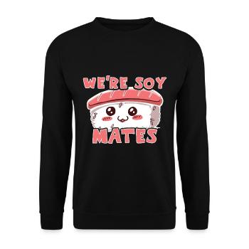 Kawaii Japanese Food Salmon Salmon Sushi Roll - Unisex Sweatshirt - black - Front - Alina (178cm) & Michal (187cm)