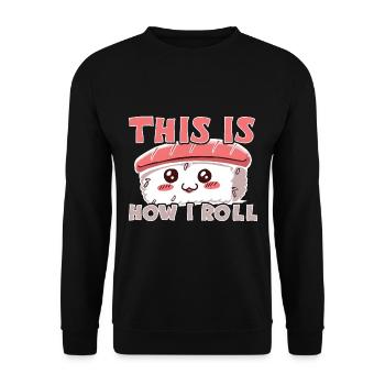 Kawaii Japanese Food Salmon Salmon Sushi Roll - Sweat-shirt Unisexe - noir - Devant - Alina (178cm) & Michal (187cm)