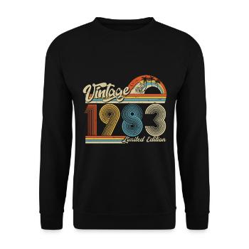 1983 Vintage Birthday Retro Vintage Gift - Unisex Sweatshirt - black - Front - Alina (178cm) & Michal (187cm)