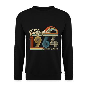 1964 Birthday Born in 1964 Retro Vintage - Unisex Sweatshirt - black - Front - Alina (178cm) & Michal (187cm)