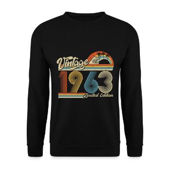 1963 Birthday born in 1963 Retro Vintage - Unisex Sweatshirt - black - Front - Alina (178cm) & Michal (187cm)