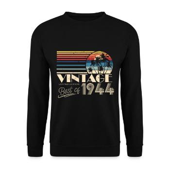 1944 Geburtstag geboren im Jahr 1944 Retro Vintage - Unisex Pullover - Schwarz - Vorne - Alina (178cm) & Michal (187cm)