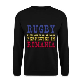 Rugby Perfected In Romania Rugby - Unisex Pullover - Schwarz - Vorne - Alina (178cm) & Michal (187cm)