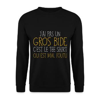 J'ai Pas Un Gros Bide Humour Sarcasme - Sweat-shirt Unisexe - noir - Devant - Alina (178cm) & Michal (187cm)