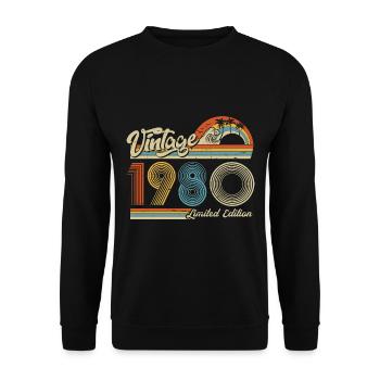 1980 Anniversaire né en 1980 Retro Vintage - Sweat-shirt Unisexe - noir - Devant - Alina (178cm) & Michal (187cm)