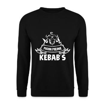 MOIN MEINE KEBAB´S - Döner Kebab Spruch - Unisex Pullover - Schwarz - Vorne - Alina (178cm) & Michal (187cm)