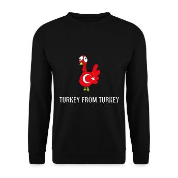 Turkey From Turkey Dinde Turquie Drôle de turc - Sweat-shirt Unisexe - noir - Devant - Alina (178cm) & Michal (187cm)