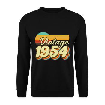 1954 Anniversaire Né En 1954 Rétro Vintage - Sweat-shirt Unisexe - noir - Devant - Alina (178cm) & Michal (187cm)