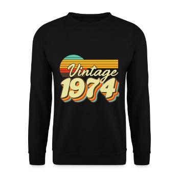 1974 Anniversaire Né En 1974 Rétro Vintage - Sweat-shirt Unisexe - noir - Devant - Alina (178cm) & Michal (187cm)