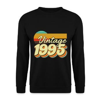 1995 Anniversaire Né En 1995 Rétro Millésime - Sweat-shirt Unisexe - noir - Devant - Alina (178cm) & Michal (187cm)