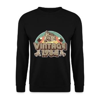 1984 Anniversaire né en 1984 Retro Vintage - Sweat-shirt Unisexe - noir - Devant - Alina (178cm) & Michal (187cm)