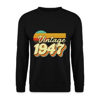 1947 Vintage anniversaire rétro Vintage cadeau - Sweat-shirt Unisexe - noir - Devant - Alina (178cm) & Michal (187cm)