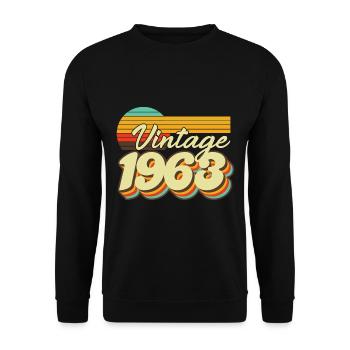1963 Anniversaire Né En 1963 Rétro Vintage - Sweat-shirt Unisexe - noir - Devant - Alina (178cm) & Michal (187cm)