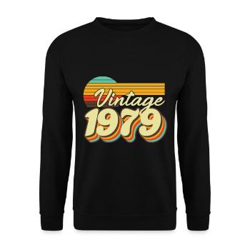 1979 Geburtstag geboren im Jahr 1979 Retro Vintage - Unisex Pullover - Schwarz - Vorne - Alina (178cm) & Michal (187cm)
