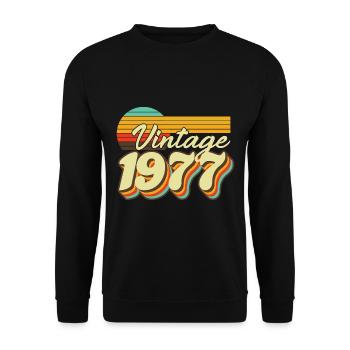 1977 Anniversaire Né En 1977 Rétro Vintage - Sweat-shirt Unisexe - noir - Devant - Alina (178cm) & Michal (187cm)