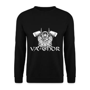 Fathor Vathor Vater Thor Hammer Vatertag Geschenk - Unisex Pullover - Schwarz - Vorne - Alina (178cm) & Michal (187cm)