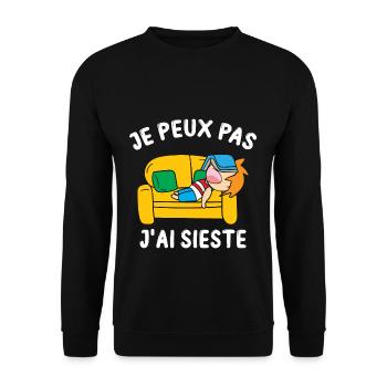 Je Peux Pas J'ai Sieste Cadeau Drôle Dormir Humour - Unisex Pullover - Schwarz - Vorne - Alina (178cm) & Michal (187cm)