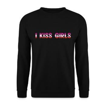 I Kiss Girls Lesbisch LGBTQIA+ CSD Lesbian Pride - Unisex Sweatshirt - black - Front - Alina (178cm) & Michal (187cm)