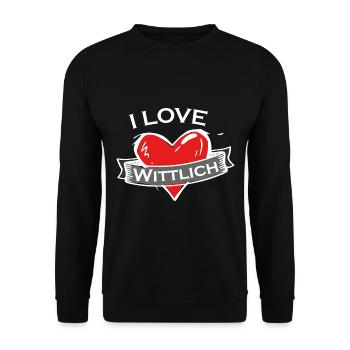 Wittlich - Ich liebe Stadtnamen in Tattoo Stil - Unisex Pullover - Schwarz - Vorne - Alina (178cm) & Michal (187cm)