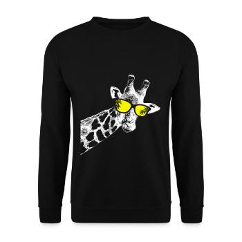Giraffe Sonnenbrille Party Musik Giraffenliebe Gir - Unisex Pullover - Schwarz - Vorne - Alina (178cm) & Michal (187cm)