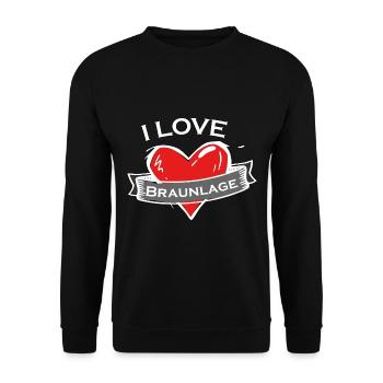Braunlage - Ich liebe Stadtnamen in Tattoo Stil - Unisex Pullover - Schwarz - Vorne - Alina (178cm) & Michal (187cm)