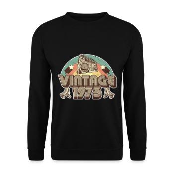 1973 Birthday born in 1973 Retro Vintage - Unisex Sweatshirt - black - Front - Alina (178cm) & Michal (187cm)