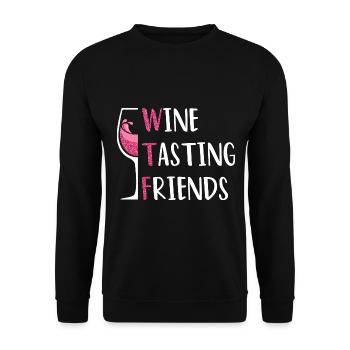 Wein Freunde Wine Tasting Friends - Unisex Sweatshirt - black - Front - Alina (178cm) & Michal (187cm)