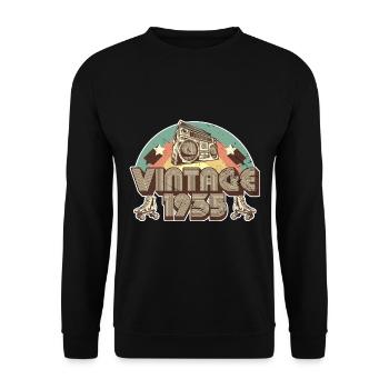 Vintage 1935 Geburtstag Retro - Unisex Pullover - Schwarz - Vorne - Alina (178cm) & Michal (187cm)