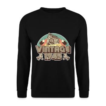 1945 Birthday born in 1945 Retro Vintage - Unisex Sweatshirt - black - Front - Alina (178cm) & Michal (187cm)